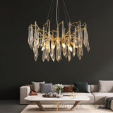Modern Aqua Funnel Glass Chandelier Waterfall Inspired Gold Pendant Lighting