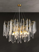 Modern Aqua Funnel Glass Chandelier Waterfall Inspired Gold Pendant Lighting