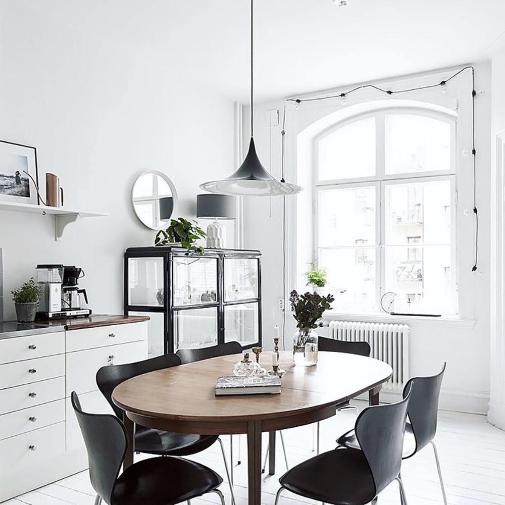 Modern Arch Shaped Metal Semi Pendant Light for Dining Table and Kitchen