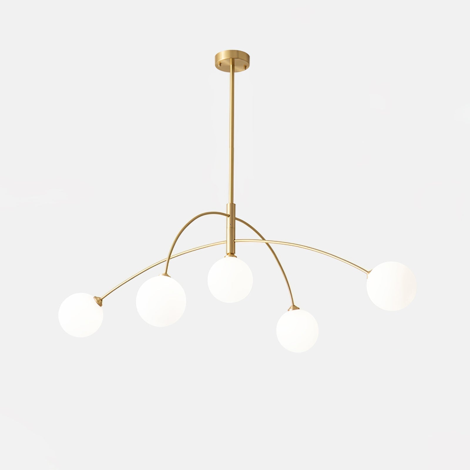 Modern Arched Glass Globe Chandelier Gold and White Mid Century Pendant Light