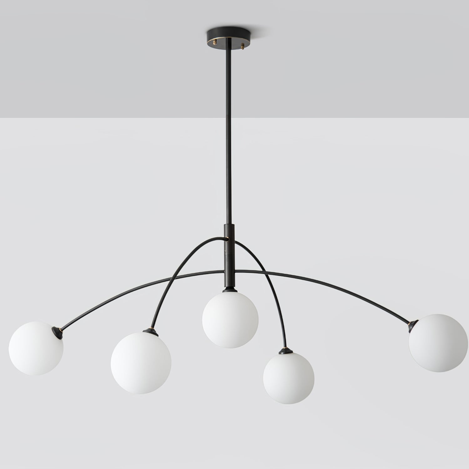 Modern Arched Glass Globe Chandelier Gold and White Mid Century Pendant Light