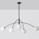 Modern Arched Glass Globe Chandelier Gold and White Mid Century Pendant Light