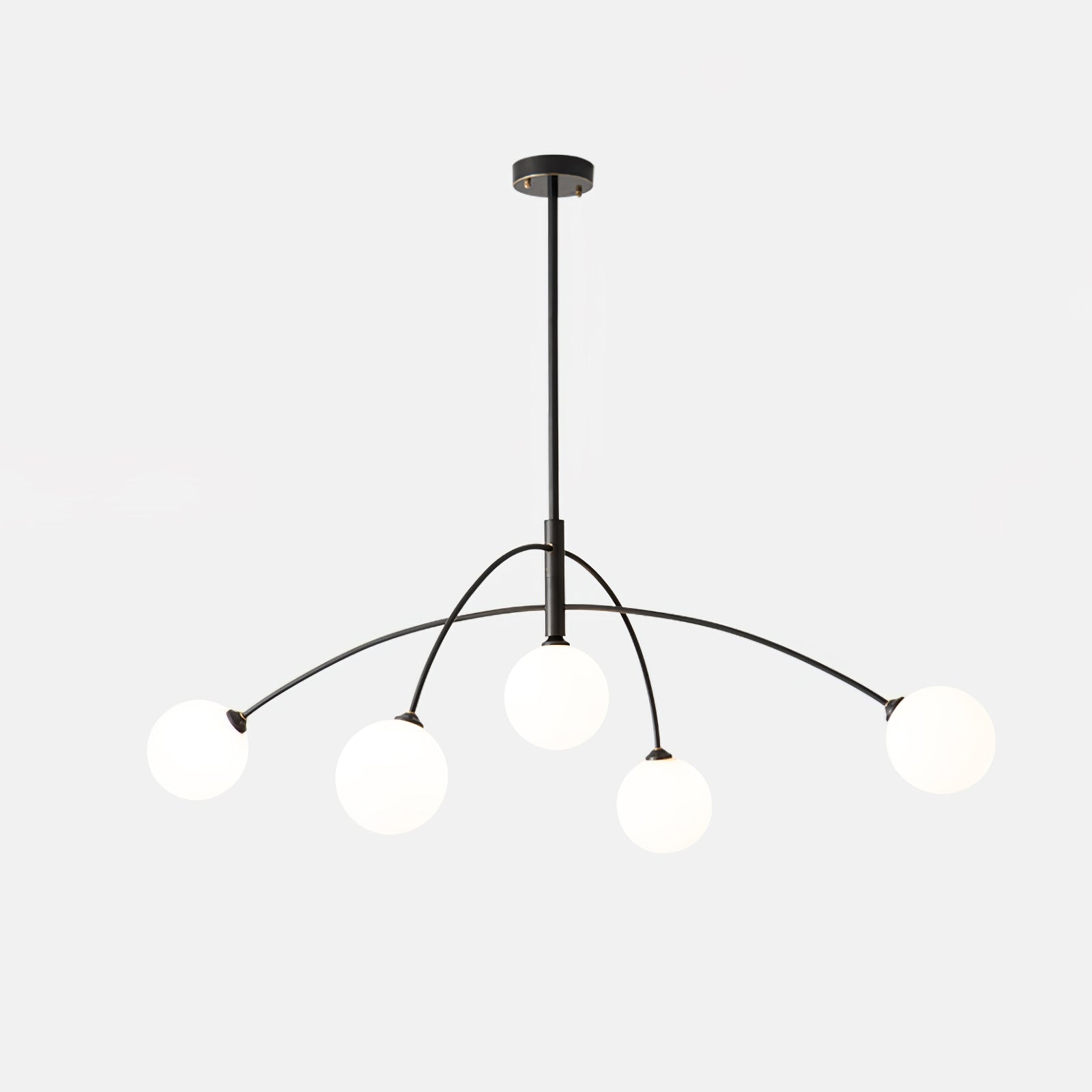 Modern Arched Glass Globe Chandelier Gold and White Mid Century Pendant Light