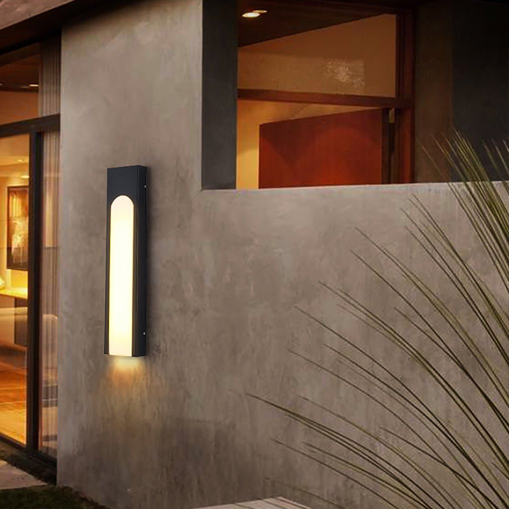 Modern Arched Trapezoid Outdoor LED Wall Sconce Waterproof Black Stainless Steel Porch Light
