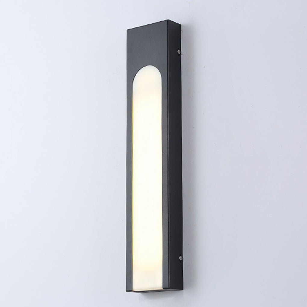 Modern Arched Trapezoid Outdoor LED Wall Sconce Waterproof Black Stainless Steel Porch Light