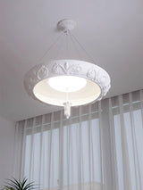 Modern Architectural Plaster Crown Chandelier White Carved LED Pendant Ceiling Light
