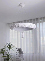 Modern Architectural Plaster Crown Chandelier White Carved LED Pendant Ceiling Light