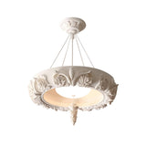 Modern Architectural Plaster Crown Chandelier White Carved LED Pendant Ceiling Light