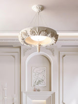 Modern Architectural Plaster Crown Chandelier White Carved LED Pendant Ceiling Light