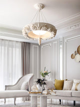 Modern Architectural Plaster Crown Chandelier White Carved LED Pendant Ceiling Light