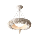 Modern Architectural Plaster Crown Chandelier White Carved LED Pendant Ceiling Light