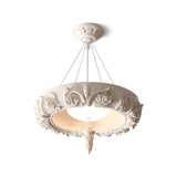 Modern Architectural Plaster Crown Chandelier White Carved LED Pendant Ceiling Light
