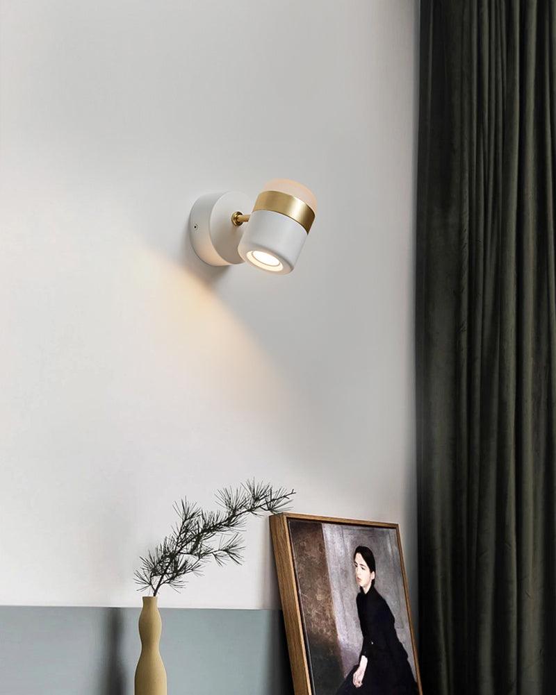 Modern Art Deco Adjustable LED Wall Sconce with Rotating Frosted Acrylic Dual Material Shade