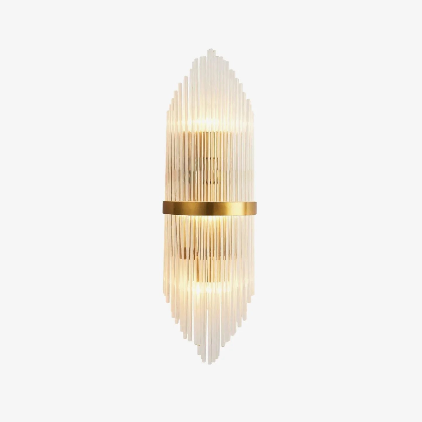 Modern Art Deco Crystal Wall Sconce with Brass Finish and Multi Layered Glass Rods