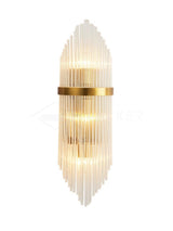 Modern Art Deco Crystal Wall Sconce with Brass Finish and Multi Layered Glass Rods
