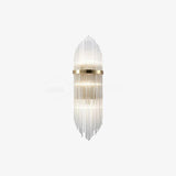 Modern Art Deco Crystal Wall Sconce with Brass Finish and Multi Layered Glass Rods