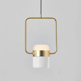 Modern Art Deco Geometric LED Pendant Light with Adjustable Rotating Acrylic Shade