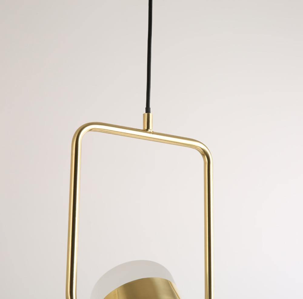 Modern Art Deco Geometric LED Pendant Light with Adjustable Rotating Acrylic Shade