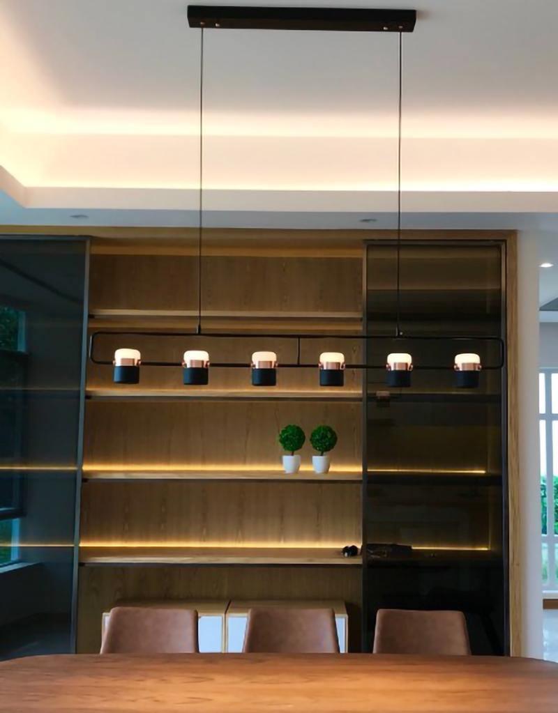 Modern Art Deco Geometric LED Pendant Light with Adjustable Rotating Acrylic Shade