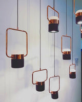 Modern Art Deco Geometric LED Pendant Light with Adjustable Rotating Acrylic Shade