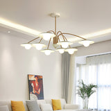 Modern Art Deco Mushroom Silhouette Glass Pendant Light Gold Chandelier Ceiling Fixture