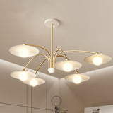 Modern Art Deco Mushroom Silhouette Glass Pendant Light Gold Chandelier Ceiling Fixture