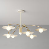Modern Art Deco Mushroom Silhouette Glass Pendant Light Gold Chandelier Ceiling Fixture