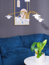 Modern Art Deco Mushroom Silhouette Glass Pendant Light Gold Chandelier Ceiling Fixture