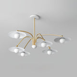 Modern Art Deco Mushroom Silhouette Glass Pendant Light Gold Chandelier Ceiling Fixture