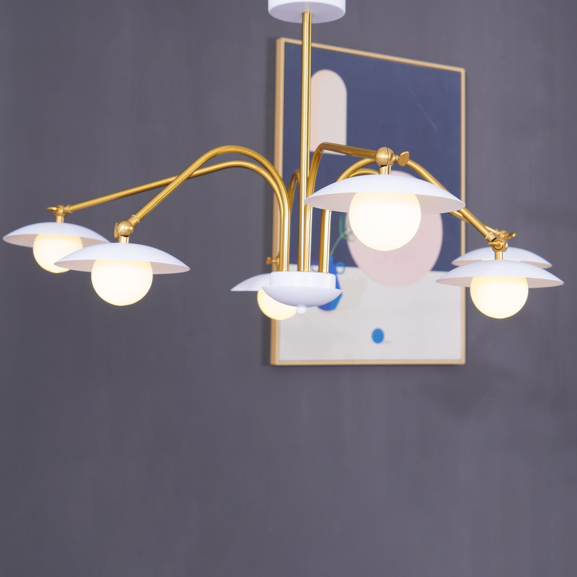 Modern Art Deco Mushroom Silhouette Glass Pendant Light Gold Chandelier Ceiling Fixture