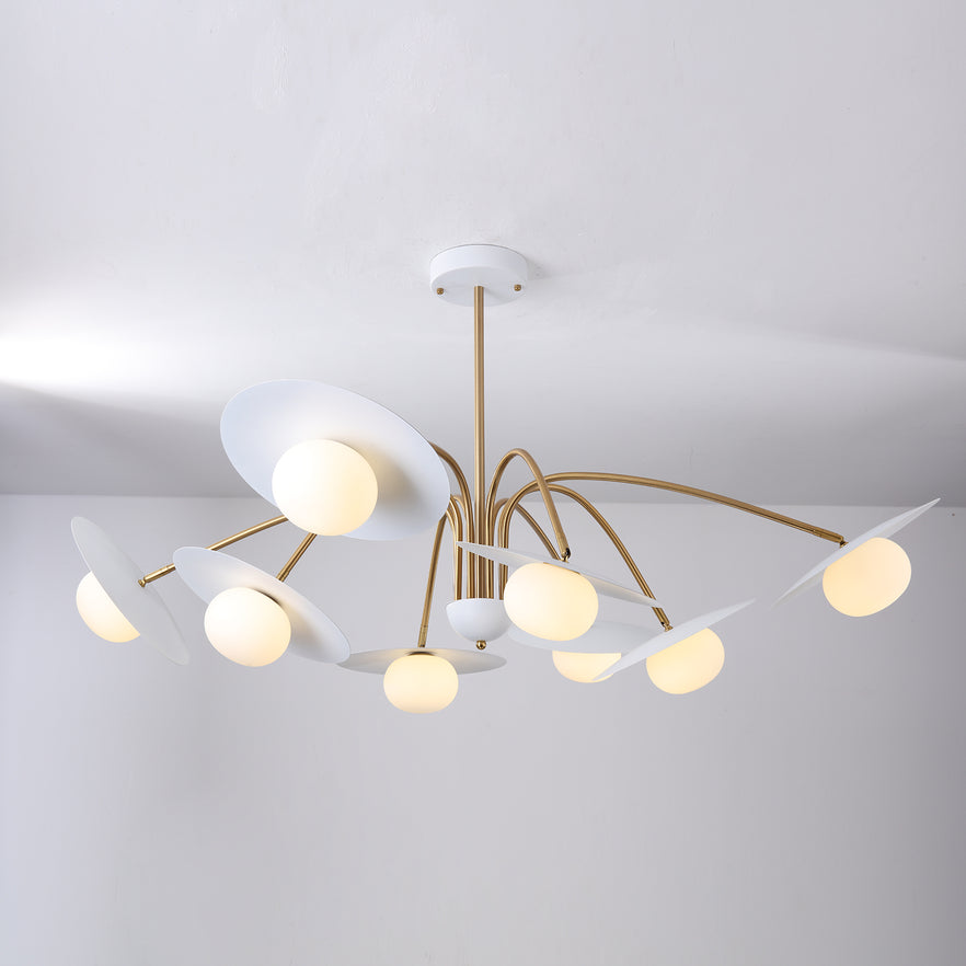 Modern Art Deco Mushroom Silhouette Glass Pendant Light Gold Chandelier Ceiling Fixture