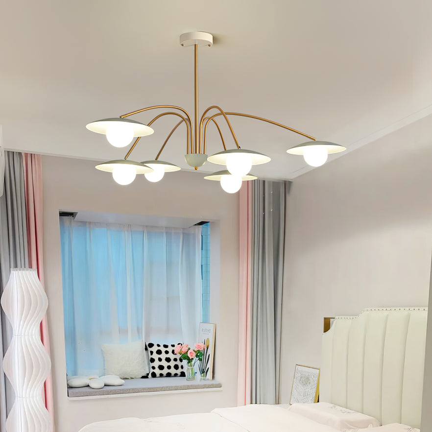 Modern Art Deco Mushroom Silhouette Glass Pendant Light Gold Chandelier Ceiling Fixture