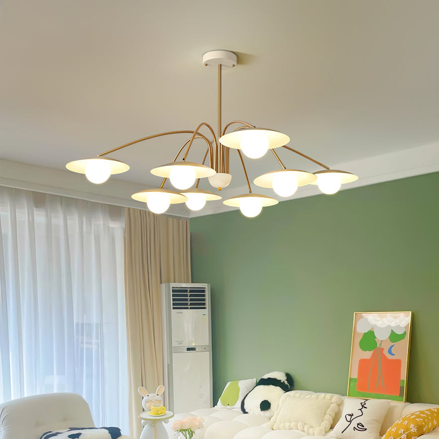 Modern Art Deco Mushroom Silhouette Glass Pendant Light Gold Chandelier Ceiling Fixture