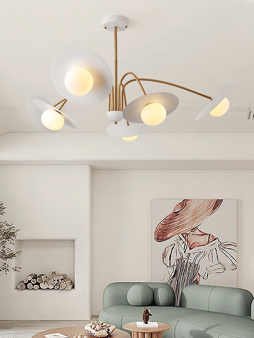 Modern Art Deco Mushroom Silhouette Glass Pendant Light Gold Chandelier Ceiling Fixture