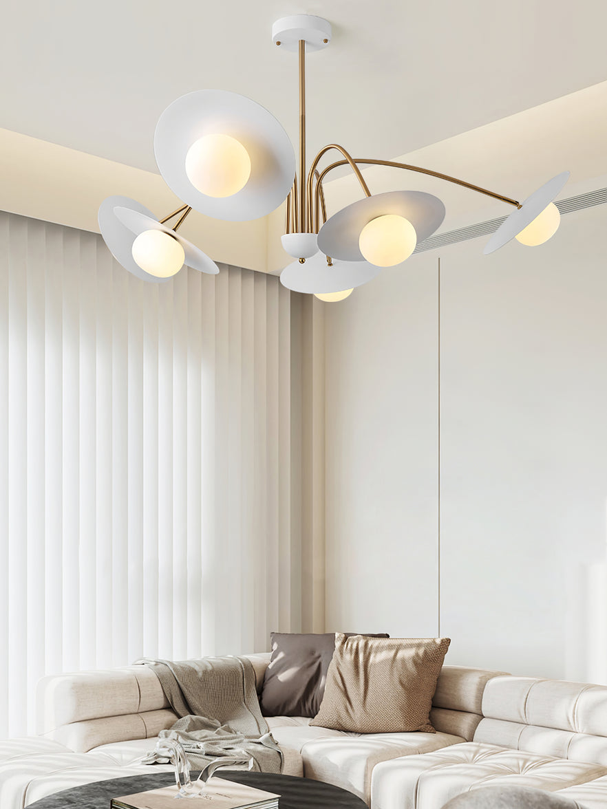 Modern Art Deco Mushroom Silhouette Glass Pendant Light Gold Chandelier Ceiling Fixture