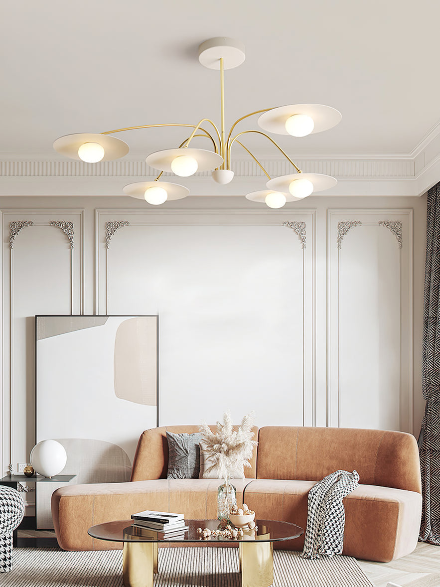 Modern Art Deco Mushroom Silhouette Glass Pendant Light Gold Chandelier Ceiling Fixture