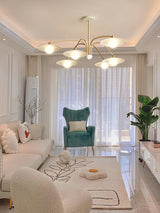 Modern Art Deco Mushroom Silhouette Glass Pendant Light Gold Chandelier Ceiling Fixture