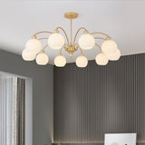 Modern Art Deco Sculptural Glass Chandelier White Globe Multi Head Ceiling Pendant Light