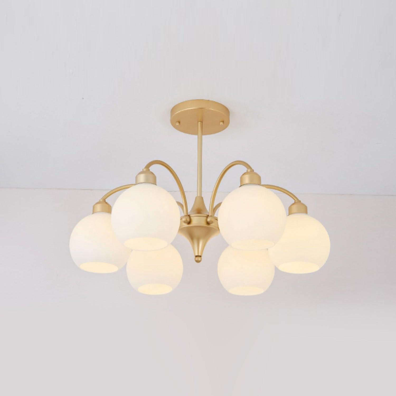 Modern Art Deco Sculptural Glass Chandelier White Globe Multi Head Ceiling Pendant Light