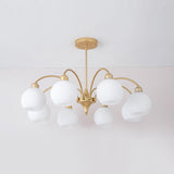 Modern Art Deco Sculptural Glass Chandelier White Globe Multi Head Ceiling Pendant Light