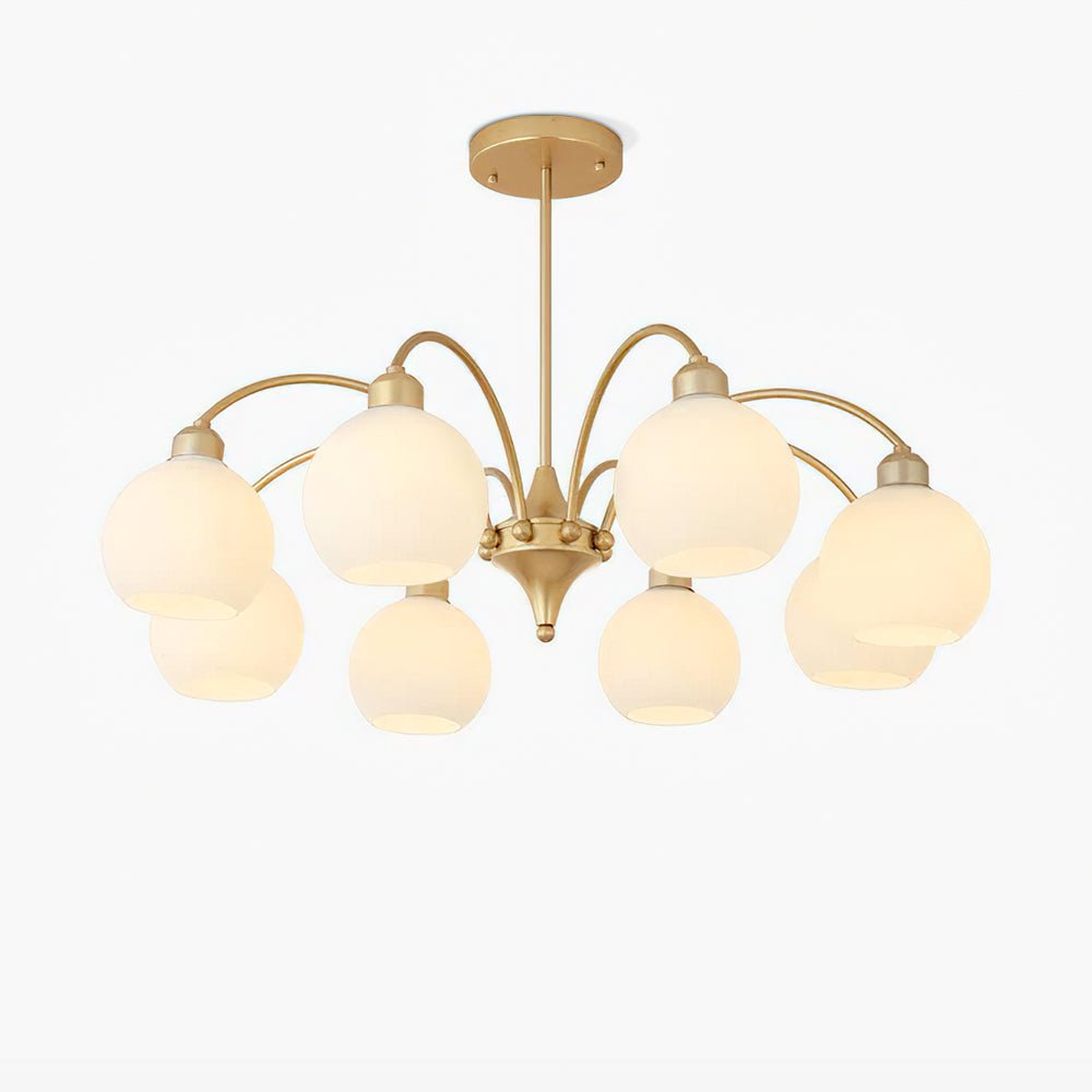 Modern Art Deco Sculptural Glass Chandelier White Globe Multi Head Ceiling Pendant Light