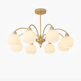 Modern Art Deco Sculptural Glass Chandelier White Globe Multi Head Ceiling Pendant Light