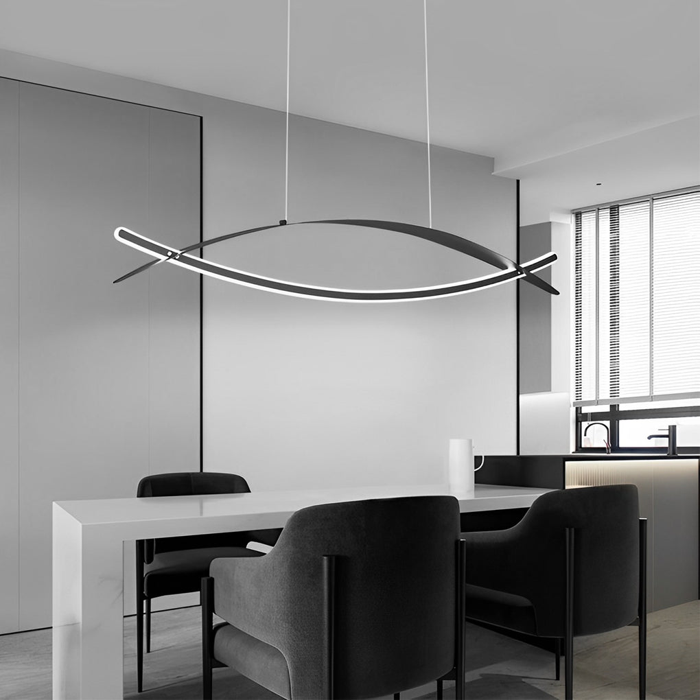 Modern Art Strips LED Pendant Light Nordic Stepless Dimming Hardware Plating Chandelier for Dining Room