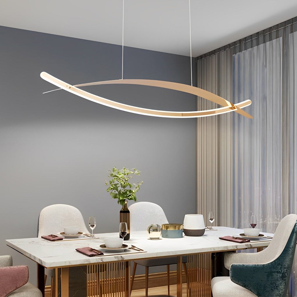 Modern Art Strips LED Pendant Light Nordic Stepless Dimming Hardware Plating Chandelier for Dining Room