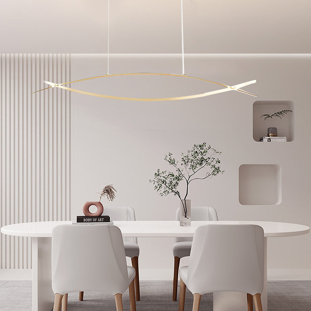 Modern Art Strips LED Pendant Light Nordic Stepless Dimming Hardware Plating Chandelier for Dining Room