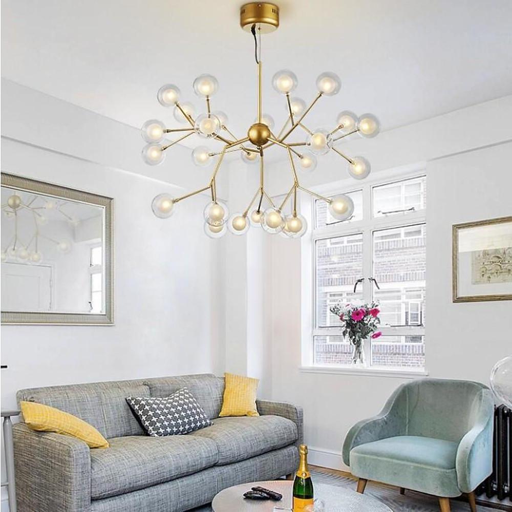 Modern Artistic Branch Glass Globe LED Chandelier Gold Black Pendant Lighting Fixture