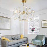 Modern Artistic Branch Glass Globe LED Chandelier Gold Black Pendant Lighting Fixture