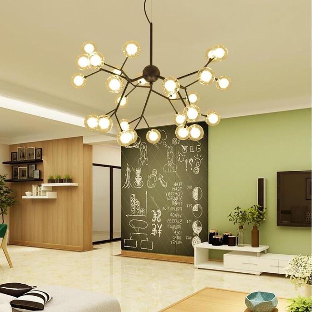Modern Artistic Branch Glass Globe LED Chandelier Gold Black Pendant Lighting Fixture