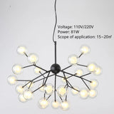 Modern Artistic Branch Glass Globe LED Chandelier Gold Black Pendant Lighting Fixture