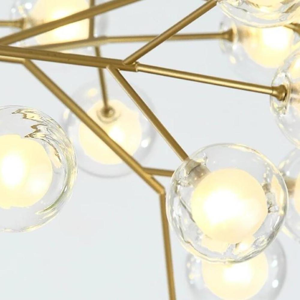 Modern Artistic Branch Glass Globe LED Chandelier Gold Black Pendant Lighting Fixture